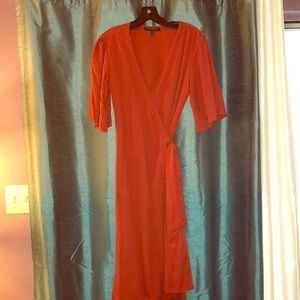 Banana Republic burnt orange wrap dress.